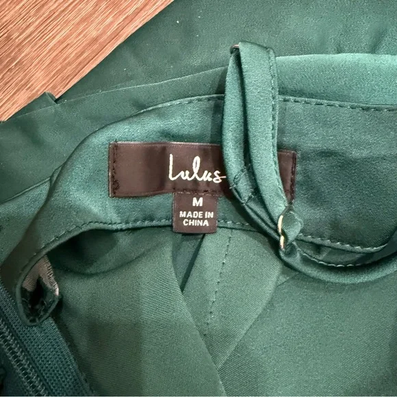 Lulus Hollywood Forest Green Satin Midi Dress Women's Size medium - Picture 14 of 15